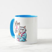 Grumpy Cat with-"Coffee is Life" Mok-bewerkbare na Mok (Voorkant links)