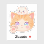Grumpy Cat with Hamster on Head - NO Sign Sticker (Vel)