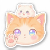 Grumpy Cat with Hamster on Head - NO Sign Sticker (Voorkant)