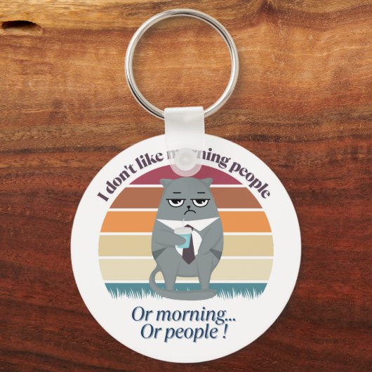 Grumpy Catful Coffee Morning Humor ontwerp Sleutelhanger (Voorkant)