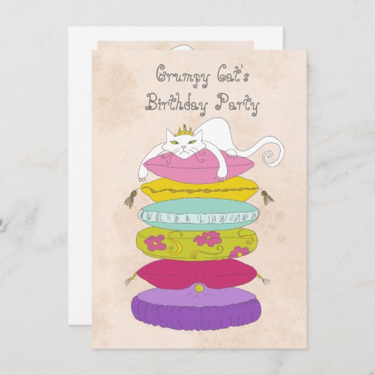 Grumpy cat's verjaardagsfeestje Invites Kaart (Voorkant / Achterkant)