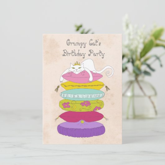 Grumpy cat's verjaardagsfeestje Invites Kaart (Staand voorkant)