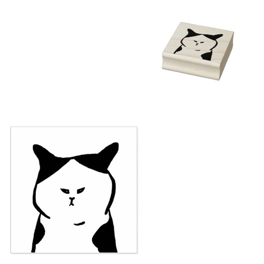 Grumpy centerpart cat stamp rubberstempel (Gestempeld)