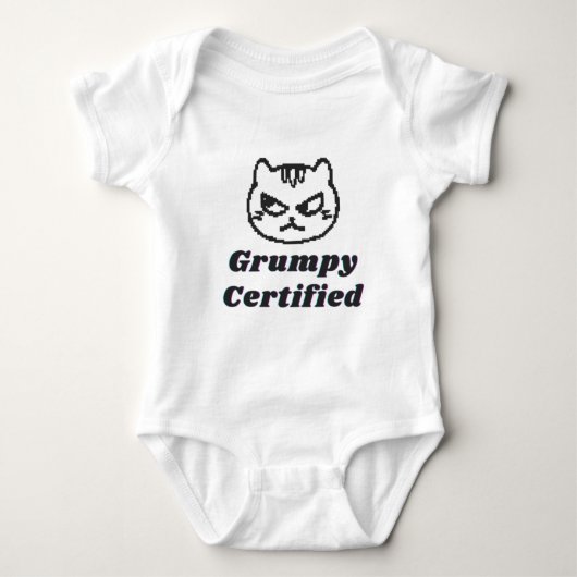 "Grumpy Certified" Funny Cat Meme Design Romper (Voorkant)