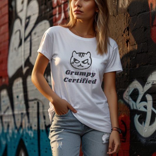 "Grumpy Certified" Funny Cat Meme Design Vrouwen T-shirt
