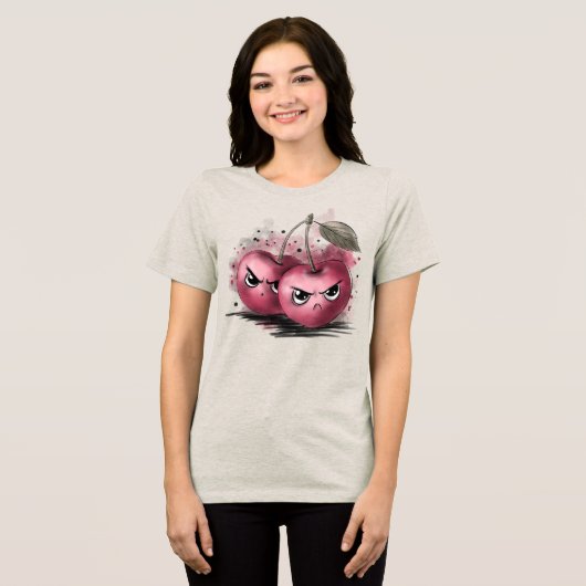 Grumpy Cherries Tri-Blend Shirt (Voorkant volledig)