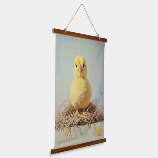 Grumpy Chick in het nest Hangend Wandkleed (Gebogen)