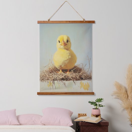 Grumpy Chick in het nest Hangend Wandkleed (Slaapkamer)