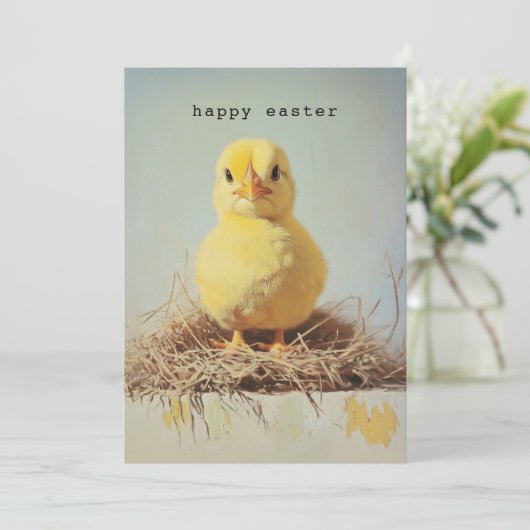 Grumpy Chick in het nest Kaart (Staand voorkant)