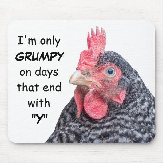 Grumpy Chicken Funny Frowning Hen Foto Muismat (Voorkant)