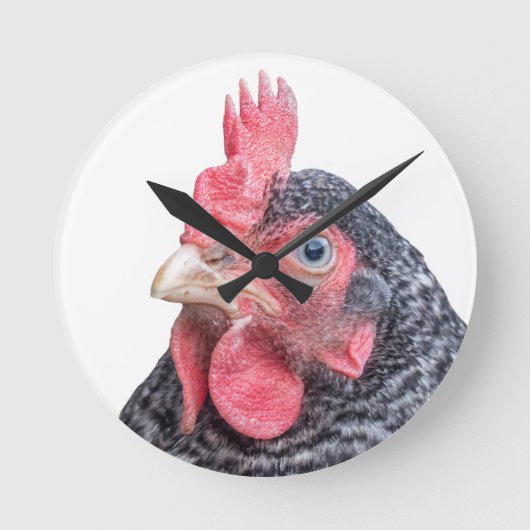 Grumpy Chicken Funny Frowning Hen Photo Ronde Klok (Voorkant)