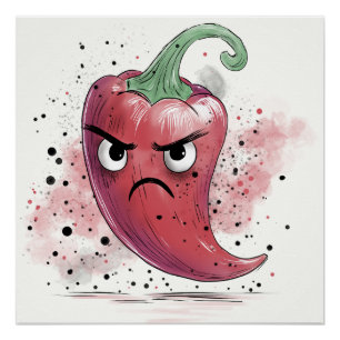 Grumpy Chili Pepper Perfect Poster