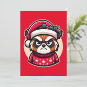 Grumpy Christmas Cat - Grappige feestelijke vakant Feestdagenkaart (Staand voorkant)