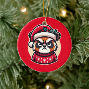 Grumpy Christmas Cat - Grappige feestelijke vakant Keramisch Ornament