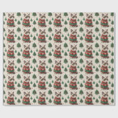 Grumpy Christmas Cat in Ugly Sweater Cadeaupapier (Vlak)