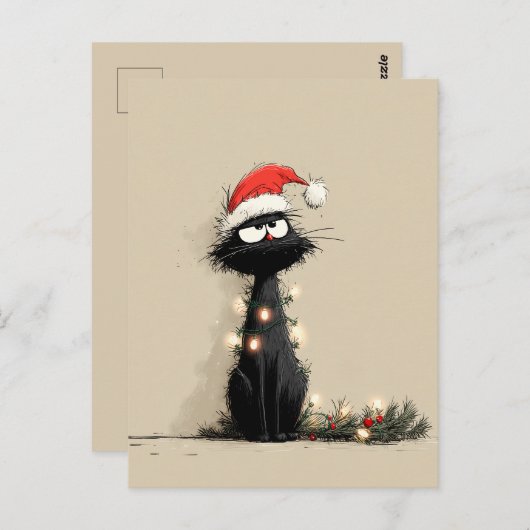 Grumpy Christmas Cat Mood Briefkaart (Voorkant / Achterkant)