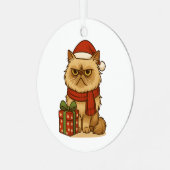 Grumpy Christmas Cat Ornament (Voorkant links)