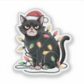 Grumpy Christmas Cat Sticker (Voorkant)