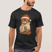 Grumpy Christmas Cat with Santa Hat T-shirt (Voorkant)