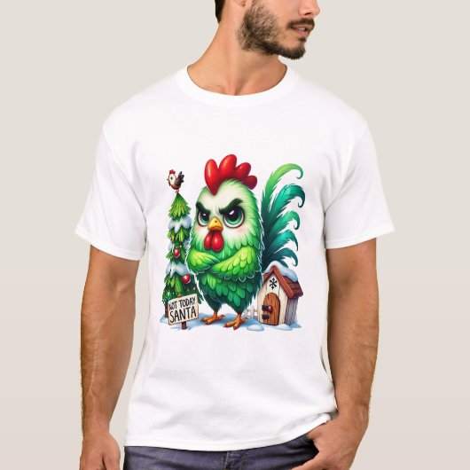 Grumpy Christmas Chicken T-shirt (Voorkant)