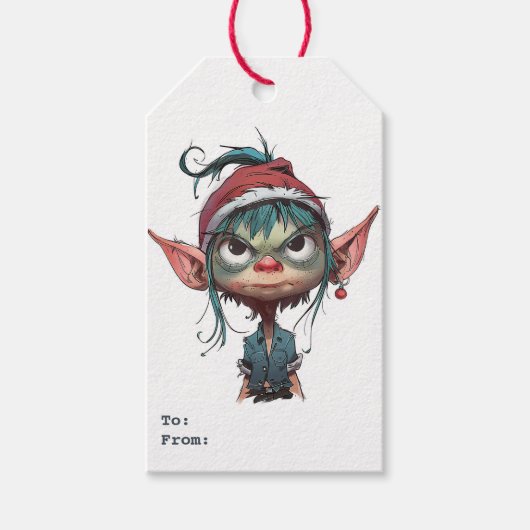 Grumpy Christmas Elf Attitude Cadeaulabel (Voorkant)