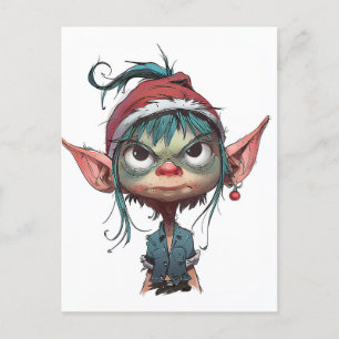 Grumpy Christmas Elf Attitude Feestdagenkaart