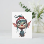 Grumpy Christmas Elf Attitude Feestdagenkaart (Staand voorkant)