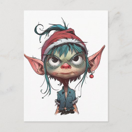 Grumpy Christmas Elf Attitude Feestdagenkaart (Voorkant)