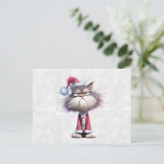 Grumpy Christmas Kitten Briefkaart (Staand voorkant)