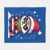 Grumpy Christmas Raccoon - Grappige Pixel Art Vaka Fleece Deken (Voorkant (Horizontaal))