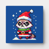 Grumpy Christmas Raccoon - Grappige Pixel Art Vaka Fotoplaat (Voorkant)