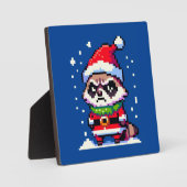 Grumpy Christmas Raccoon - Grappige Pixel Art Vaka Fotoplaat (Voorkant)