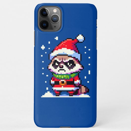 Grumpy Christmas Raccoon - Grappige Pixel Art Vaka iPhone Hoesje (Achterkant)