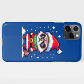 Grumpy Christmas Raccoon - Grappige Pixel Art Vaka iPhone Hoesje (Achterkant horizontaal)