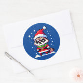 Grumpy Christmas Raccoon - Grappige Pixel Art Vaka Ronde Sticker (Envelop)