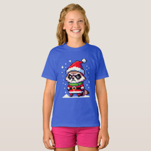 Grumpy Christmas Raccoon - Grappige Pixel Art Vaka T-shirt