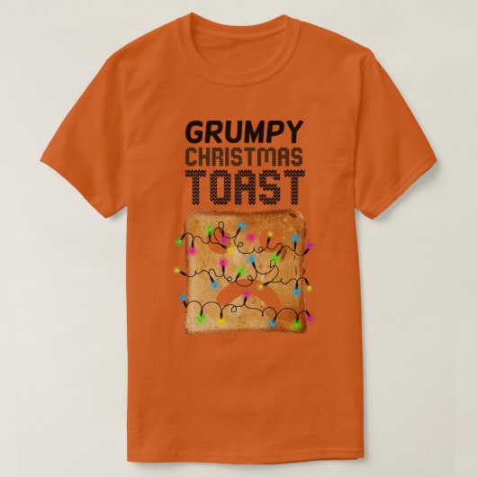 Grumpy Christmas Toast Bread Face Christmas Lights T-shirt (Design voorkant)