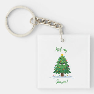 Grumpy Christmas Tree Cartoon - Funny "Not My Seas Sleutelhanger