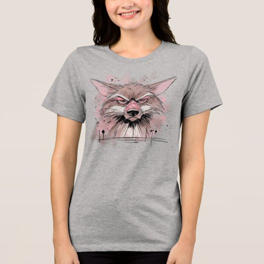 Grumpy Coyote Tri-Blend Shirt (Voorkant)