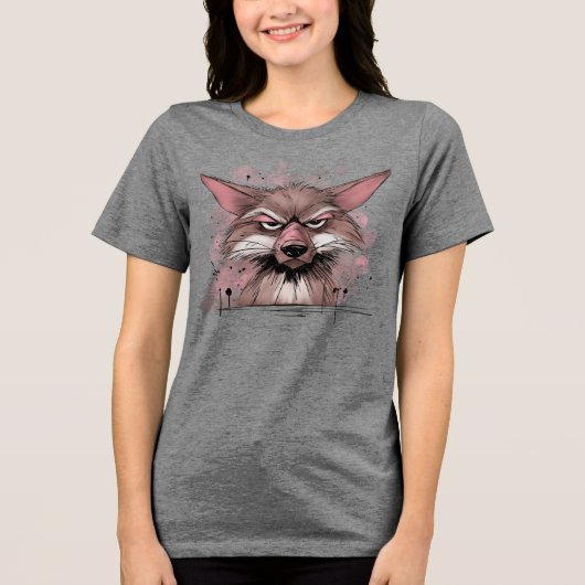 Grumpy Coyote Tri-Blend Shirt (Voorkant)