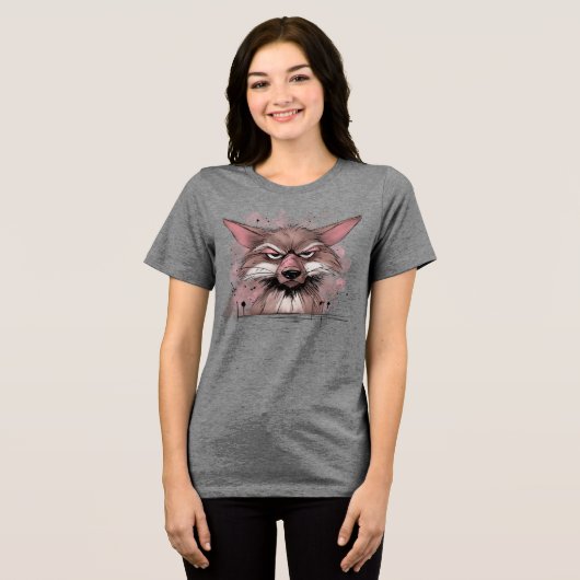 Grumpy Coyote Tri-Blend Shirt (Voorkant volledig)