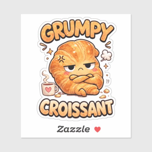 Grumpy Croissant Custom-Cut Vinyl Sticker (Vel)