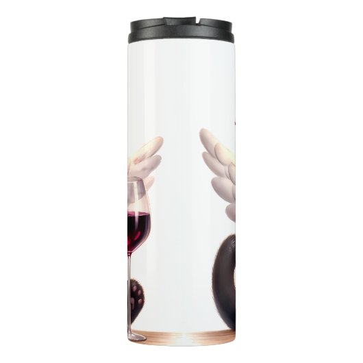 Grumpy Cupid Cat met wijn Thermosbeker (Achterkant)