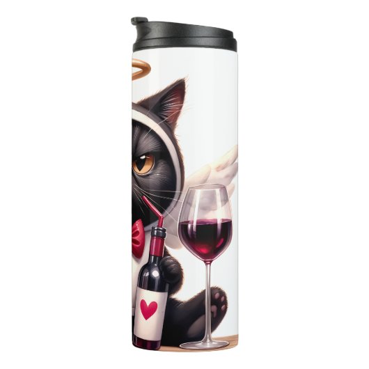 Grumpy Cupid Cat met wijn Thermosbeker (Geroteerd rechts)