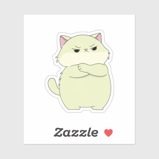 Grumpy Cute Cat Attitude Vinyl Sticker (Vel)