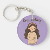 Grumpy Cute Girl Sticker – Long Hair & Oversized  Sleutelhanger (Voorkant)