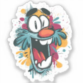 Grumpy Cute Monster Sticker – Quirky Cartoon Face (Voorkant)