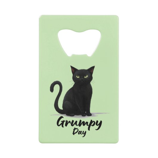 Grumpy Day met een zwarte kat Creditkaart Flessenopener (Voorkant)