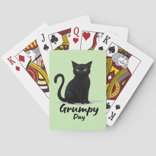Grumpy Day met een zwarte kat Pokerkaarten (Achterkant)
