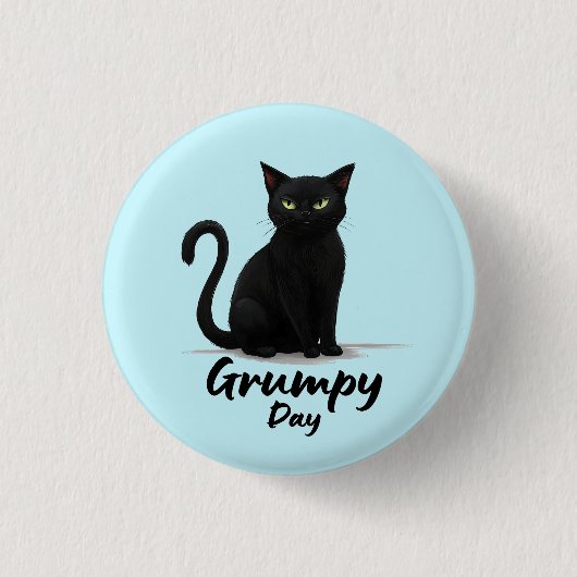 Grumpy Day met een zwarte kat Ronde Button 3,2 Cm (Voorkant)